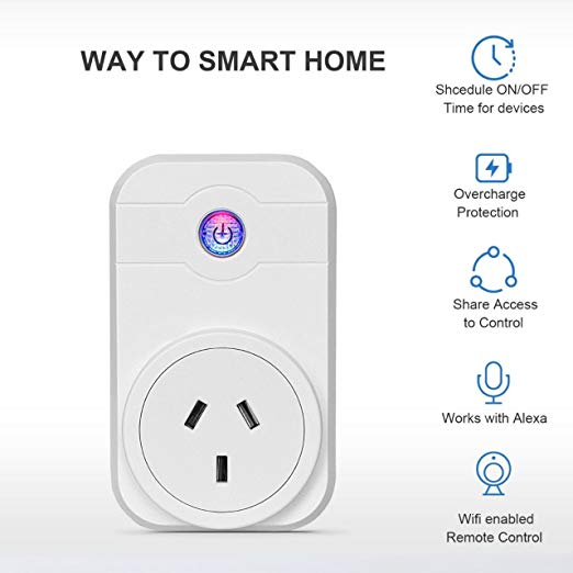 Smart Plug Wi-Fi Enabled Mini Smart Socket Compatible with Amazon Alexa Google Home for AU