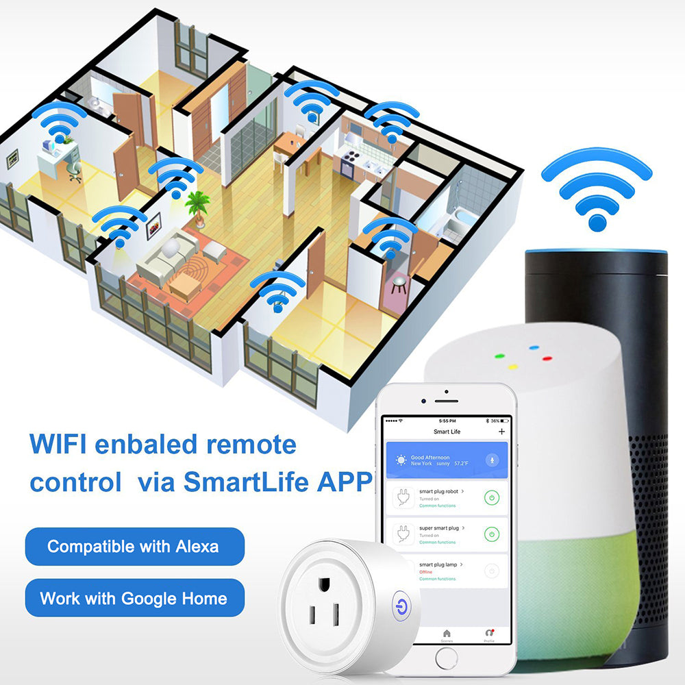 Smart Plug 1 Pack Wi-Fi Enabled Works with  Alexa Google