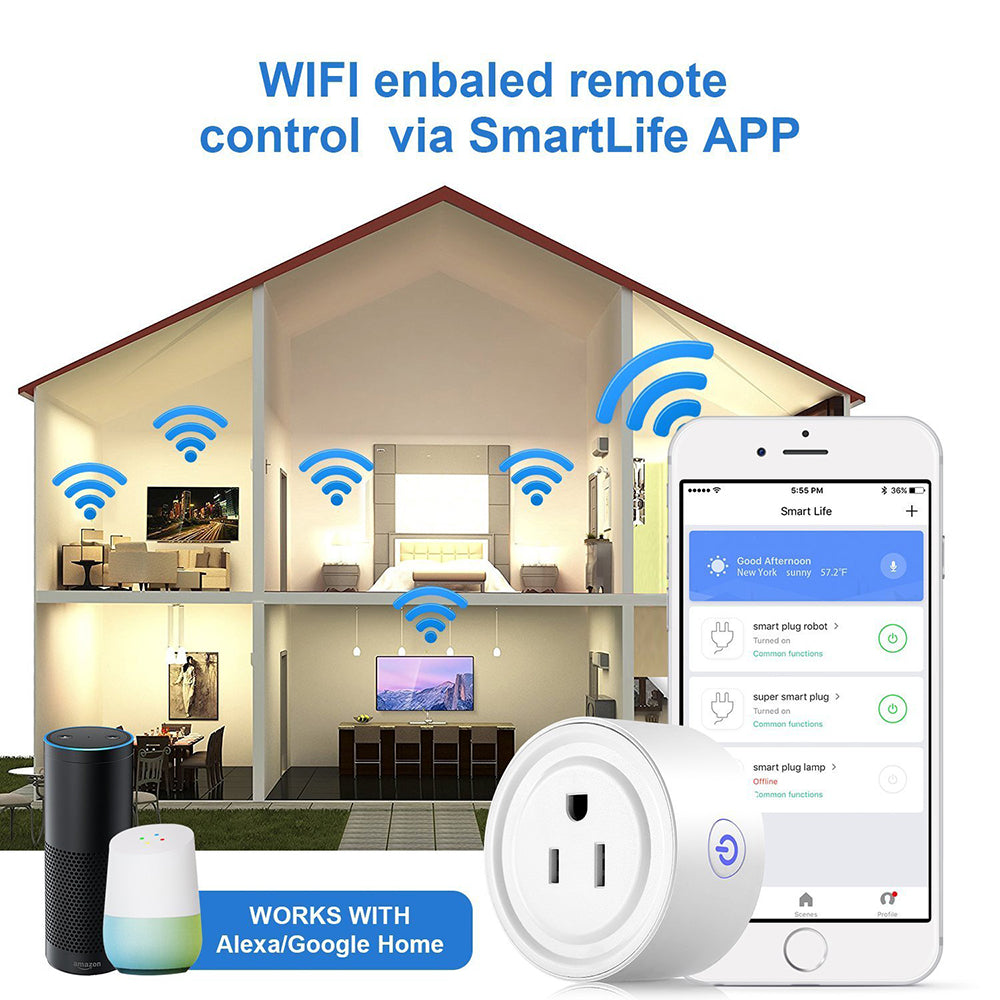 Smart WiFi Plug - Works with Google Home &  Alexa