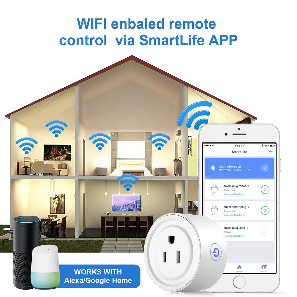 Smart Plug Wifi Works with  Alexa Google Home Easy Setup